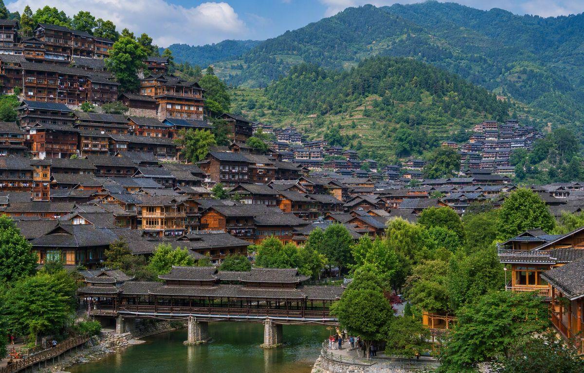 Xijiang's thousand stilt houses by day