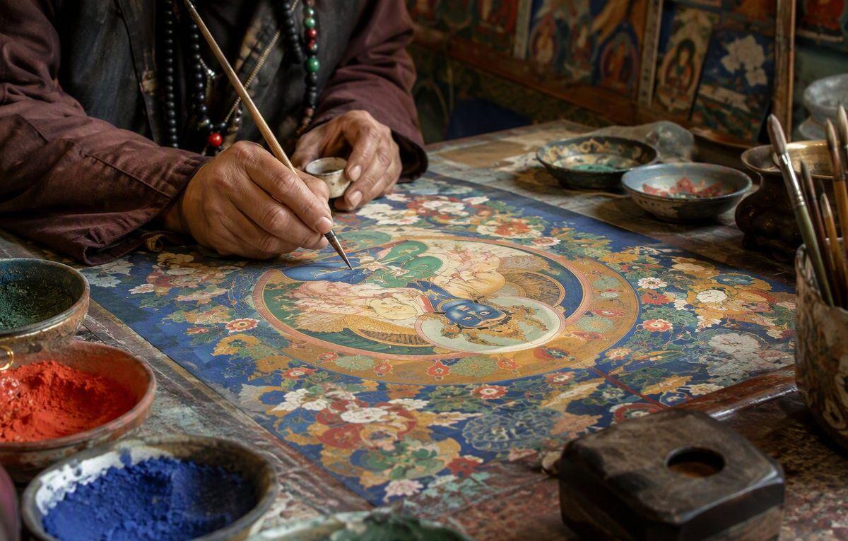 Mineral pigments in a Tongren studio